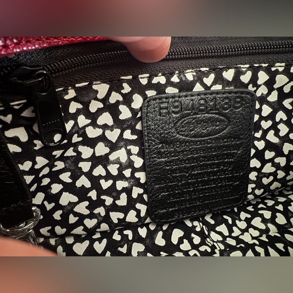 Brighton FASHION LUX BAGUETTE Navy Floral Leather Bow Handbag W/ Studs - Picture 14 of 15